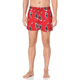 mens fish animal print drawstrings waist swim shorts in red