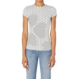 sirah heart printed fitted tee in black/white