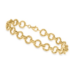 canaria 10kt yellow gold diamond-cut and polished circle-link bracelet