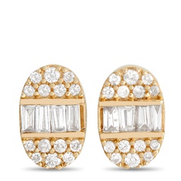 lb exclusive 14k yellow gold 0.35ct diamond oval earrings er28089