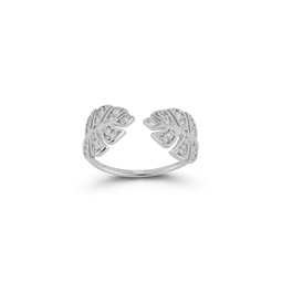 14k white gold & diamond leaf ring