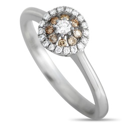 18k white gold 0.28ct white and brown diamond ring