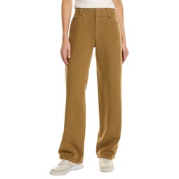 high-waist linen-blend casual pant