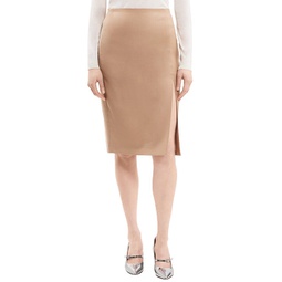 high waist side slit wool skirt