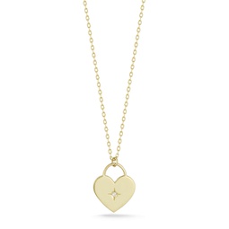 14k gold & diamond heart padlock necklace