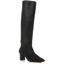 tess womens corduroy suede square toe knee-high boots