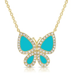 14k gold & diamond butterfly necklace