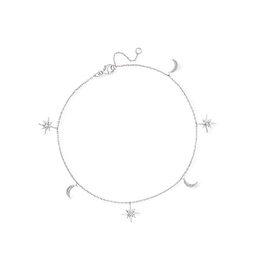 by ross-simons diamond moon and star anklet in sterling silver