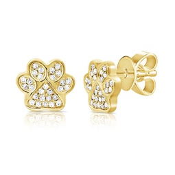 14k gold & diamond paw stud earrings