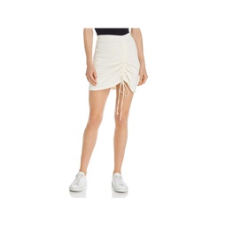 womens ruched french terry mini skirt
