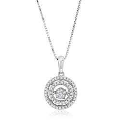 dancing diamond endless love double halo circle pendant necklace in 925 sterling silver (1/5 ct.tw.), 18