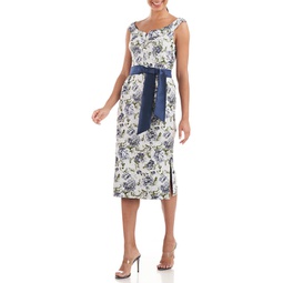 millie womens floral sheath cocktail and party dress