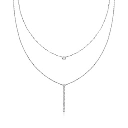 by ross-simons diamond linear layered necklace in sterling silver