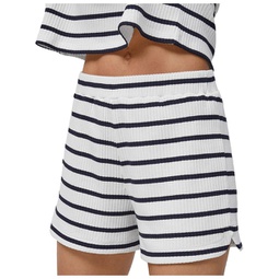 womens ribbed striped casual shorts