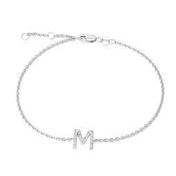silver diamond m initial bracelet 7+1