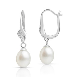 freshwater pearl & natural diamond mermaid tears earrings in sterling silver