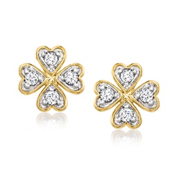 diamond 4-leaf clover earrings in 14kt yellow gold