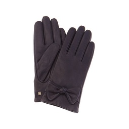 knotted bow cashmere-lined leather gloves