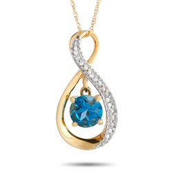 lb exclusive 14k yellow gold 0.03ct diamond and topaz pendant necklace pd4-15537 ybt