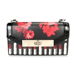 black floral & lipstick print leather severine bag