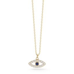 14k gold, diamond & sapphire evil eye necklace
