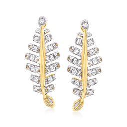canaria diamond leaf earrings in 10kt yellow gold