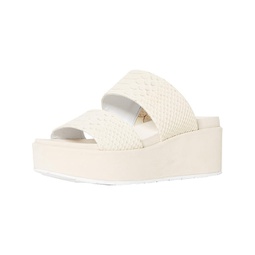 quincy womens embossed leather slides wedges