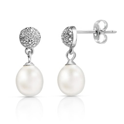 freshwater pearl & natural diamond moonlit pearls earrings in sterling silver