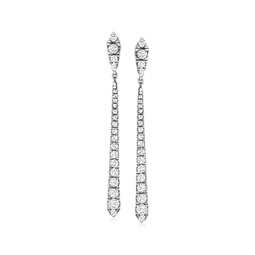 diamond linear earrings in sterling silver