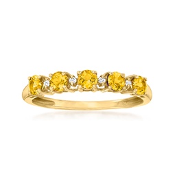 canaria citrine 5-stone ring with diamond accents in 10kt yellow gold