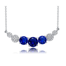 sterling silver with blue sapphire & diamond cubic zirconia chevron pendant necklace