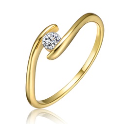 sterling silver 14k yellow gold plated with 0.10ctw lab created moissanite ring