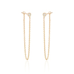 bezel-set diamond chain earrings (3 drop) yellow gold