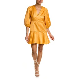 topstitch linen-blend mini dress