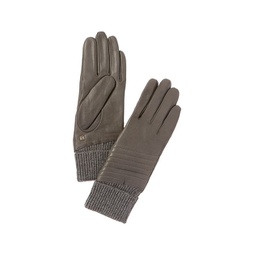 bias quilt cashmere-lined leather gloves
