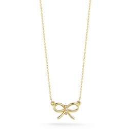 14k gold & diamond bow necklace