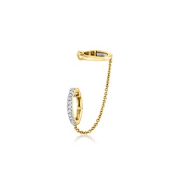 by ross-simons diamond-accented single huggie hoop ear cuff in 14kt yellow gold