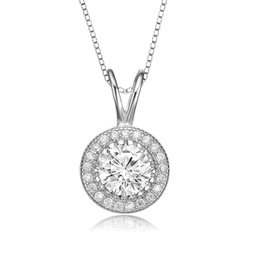 sterling silver cubic zirconia round necklace