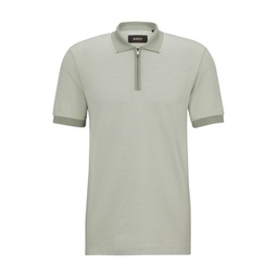 micro-patterned polo shirt in cotton and silk