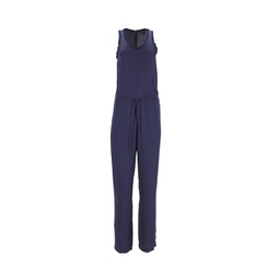 zinena sleeveless drawstring jumpsuit in navy blue silk