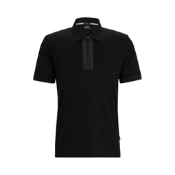 mercerized-cotton polo shirt with zip placket