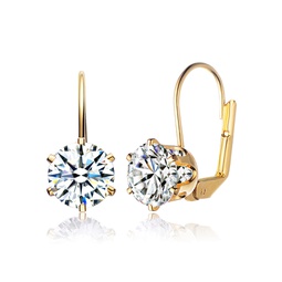 z white gold plating cubic zirconia classic leverback earrings
