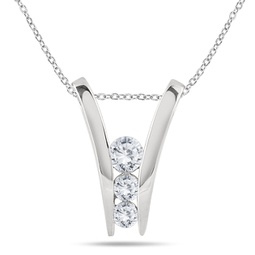 1/2 carat tw diamond three stone pendant in 10k white gold