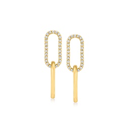 by ross-simons diamond paper clip link drop earrings in 14kt yellow gold