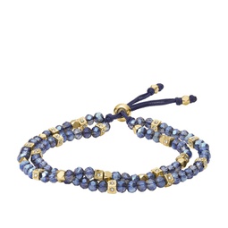 womens arm party smokey blue glass beaded bracelet