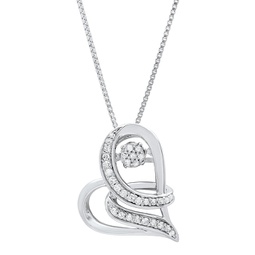 dancing diamond heart pendant necklace (0.16 cttw., h-i, si1-si2) 18 in 925 sterling silver