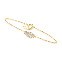 canaria diamond leaf bracelet in 10kt yellow gold