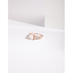 rose gold double band cubic zirconia ring