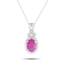 lb exclusive 14k white gold 0.15ct diamond and ruby pendant necklace pd4-15738wru