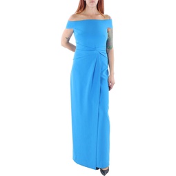 womens crepe pleated evening dress